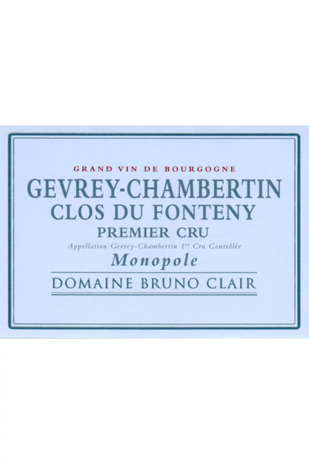 Domaine Bruno Clair Gevrey Chambertin Clos du Fonteny Monopole Premier Cru