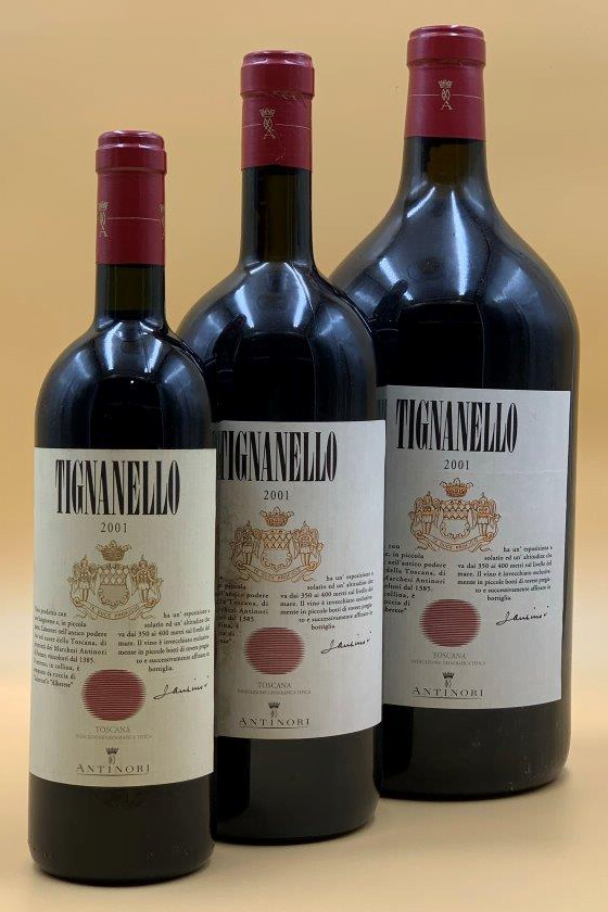 2001 Tignanello bottle, magnum and double magnum