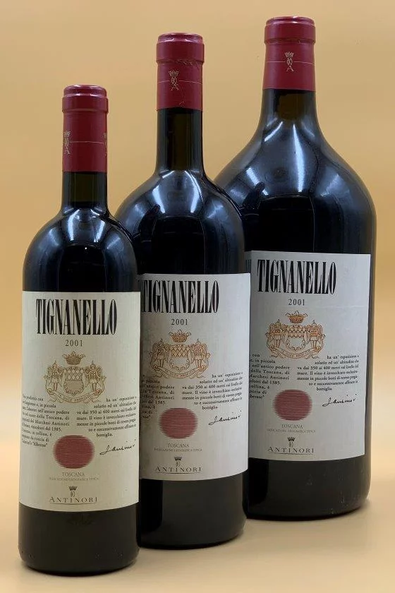 2001 Tignanello bottle, magnum and double magnum